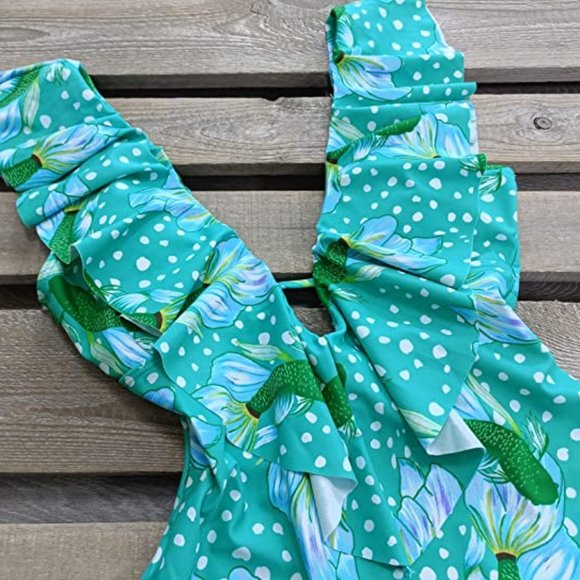 SPORLIKE One Piece V-Neck Ruffle Bathing Suit  NEW WITH TAG! - Picture 3 of 11